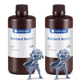 ANYCUBIC Upgraded Standard 3D Printer Resin, 405nm SLA Fast UV-Curing Resin, High Precision & Rapid Photopolymer for 8K Capable LCD/DLP/SLA 3D Printing (Grey+Grey, 2kg)