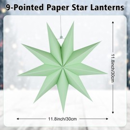 5Pack 9-Pointed Paper Star Lantern 11.8 inch Hanging Paper Lampshade for Winter Wonderland Xmas Day Decoration Wedding Birthday Party Home Decor (Multi-Colored)