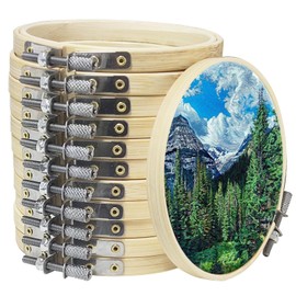 Embroidery Hoop 8 Inch 12 Pieces, Bamboo Circle Embroidery Hoops Bulk, Round Large Embroidery Hoop, Adjustable Hoop Ring for Art Craft Handy Sewing Cross Stitch Supplies