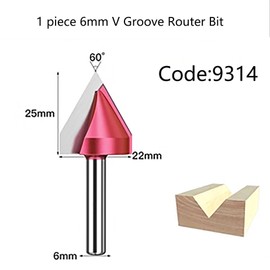 HUHAO 3D V Groove Engraving Cutting Tool CNC Router Bit for Wood 6mm Shank 60 Degree 2PCS