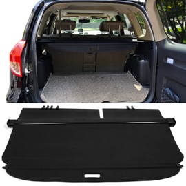 IKON MOTORSPORTS, Retractable Rear Cargo Cover Compatible with 2006-2012 Toyota RAV4, Factory Trunk Space Organizer Security Cover, Black