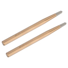 M METERXITY 2-Pack Center Punch 6mm Shank Point, 10x150mm Alloy Steel Center Punch Tool, Impact Resistant Metal Punch Center for Mark/Drilling/Punching/Scribing/Locator/Starting Nail [Golden]