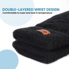 TAGVO Touchscreen Gloves Thermal Gloves Winter Gloves Sports Gloves Outdoor Running Gloves Knitted Gloves Warm Cycling Gloves Thermal Gloves for Men Women, black