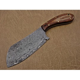 9.5" hand forged rain drop pattern Damascus steel Butcher knife, Meat cleaver, Natural Walnut wood scale, Rain drop pattern Damascus Steel 5 mm blade