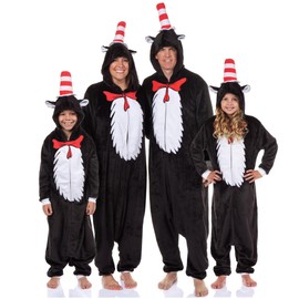Dr. Seuss Adult The Cat in the Hat Kigurumi Hooded Union Suit Costume One Piece Pajama (XX-Large)