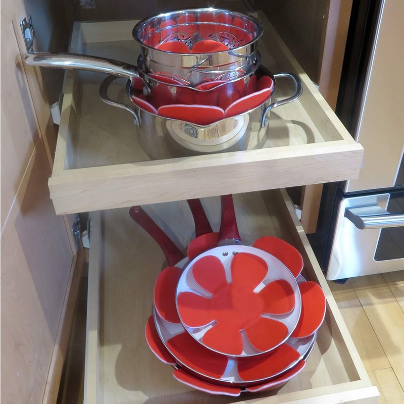 Evelots Pot/Pan Scratch Protector-Soft Felt-Ceramic/Glass/Cookware-3 Sizes-S/12