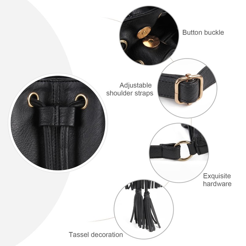 Jywmsc Women's Fringe Tassel Shoulder Bag Leisure Boho Bucket Shoulder