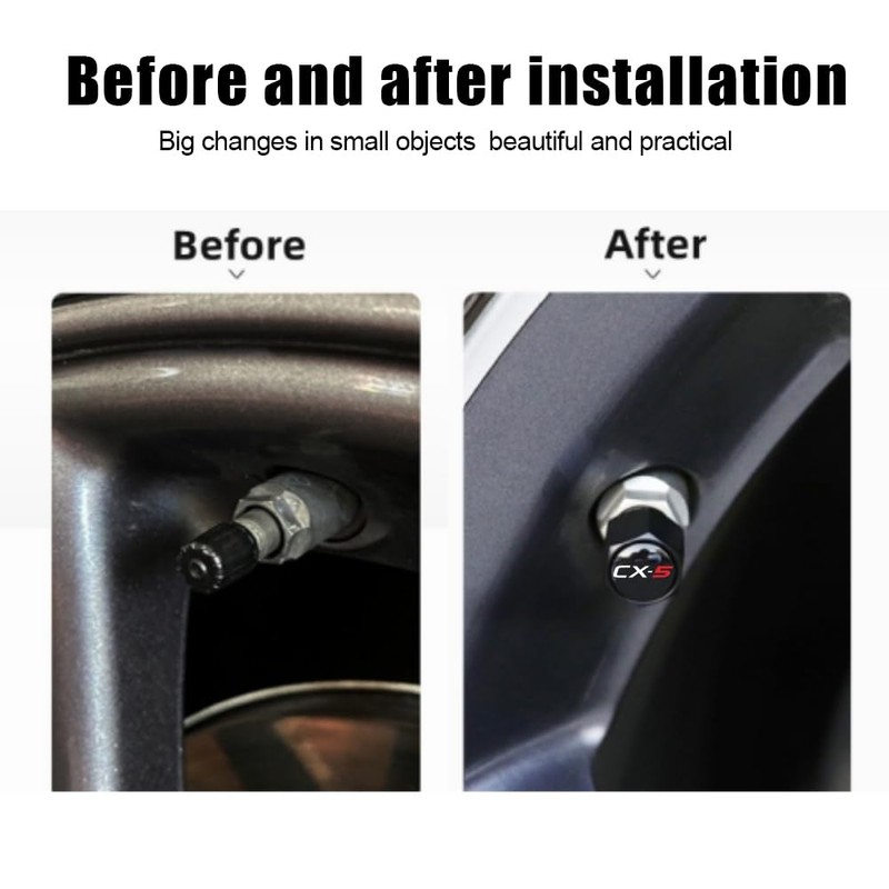 for Mazda CX5 Black Metal Tire Valve Stem Cap Covers
