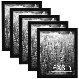 Dyrfolm 6x8 Picture Frame,Photo Frames with Plexiglass,Picture Frame Set for Wall Gallery,Wall Mounting or Tabletop Display,Black,5 Pack