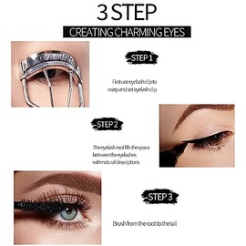 4D Silk Fiber Eyelash Mascara with Liquid Eyeliner HOUSN Waterproof Long Lasting Thicker and Voluminous Eyelashes Mascara, Smudge-Proof Eyeliner, Natural Eye Makeup Set, Black