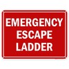 Emergency Escape Ladder Red Sign, 18x24 Inches, 55 mil thick