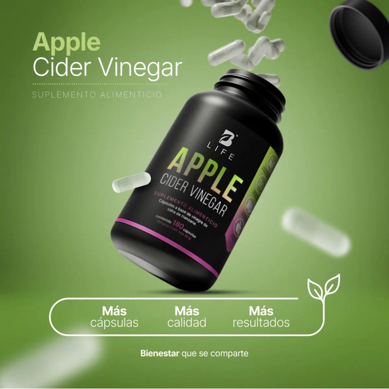Vinagre Manzana 180 Cápsulas Ligereza Apoyo Digestivo Energía Natural Hombre