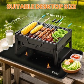 Fireproof Mat - Heat Resistant Grill Mat 50 x 30 cm, Fireproof Mat Protects Preparation Table and Outdoor Grill Tables, Heat Protection Mat Grill Mats