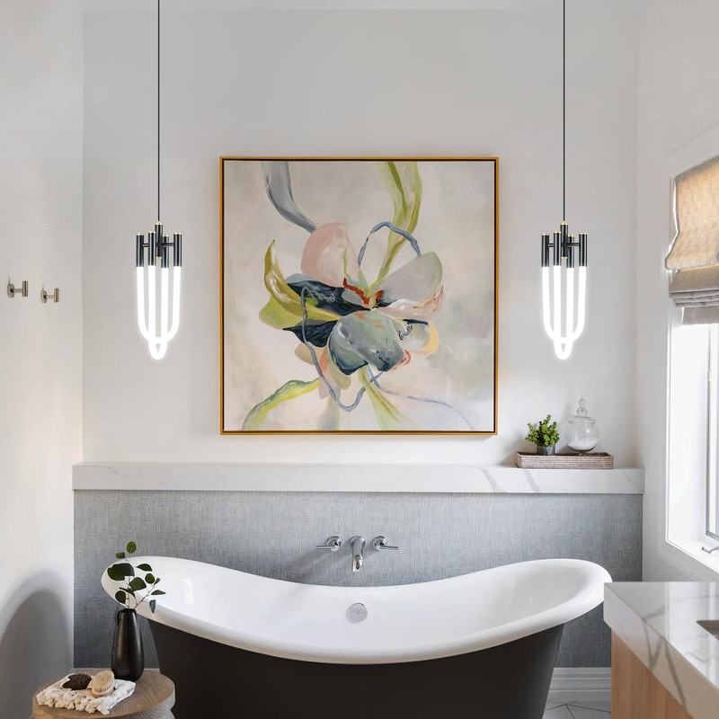 BNHHLZ Modern Black LED Pendant Light Fixture U-Shaped Adjustable 2