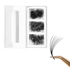 GLAMOREYELASH 750 Promade Fans Loose Mix, Natural Eyelashes Extensions 3D-16D, Handmade Individual Lashes 0.03/0.05/0.07mm Thickness, C CC D, 8-16mm Length for Fluffy Eyelash Cluster (6D-0.07-CC, 14-15-16mm)