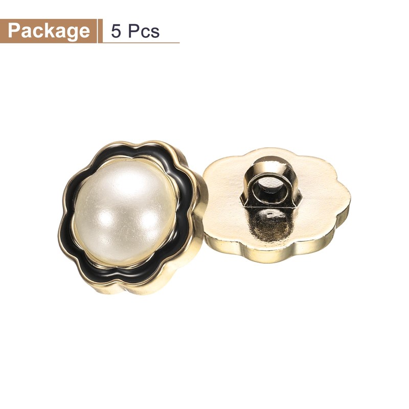 HARFINGTON 5pcs 28L Gold White Faux Pearl Buttons 18mm 23/32"