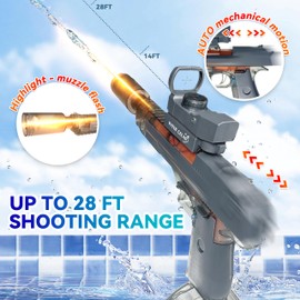 Electric Water Gun with Muzzle Flash,Automatic Squirt Gun up to 32Ft Long Range,Classic Strong Squirt Gun, Summer Outdoor Swimming Pool Water Toy for Adult/Kids