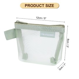 sourcing map Mini Zipper Mesh Bag 3" x 5", 5 Pcs Nylon Small Makeup Zipper Mesh Pouch Cosmetic Case Mesh Storage Bags for Earphone, Credit Card, Light Green