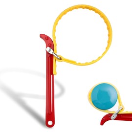 heqxwl Strap Wrench Handle 8 Inches, Steel Handle Adjustable Strap Wrench for Replacing Water Filter, PVC Pipe Joints, Oil Filter, Swimming Pool Connection (Red Handle, Yellow Strap) (B)