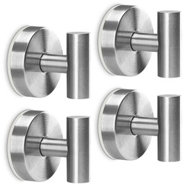 MNGD Suction Cup Hooks for Shower, Stainless Steel Vacuum Suction Cup Bathroom Shower Holders for Hanging Brushed Nickel (4-Pack)