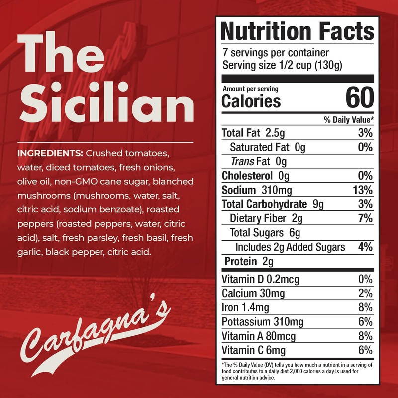 Carfagna's Pasta Sauce, Established 1937, Family Recipe, Made in Small