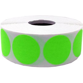 Fluorescent Green Color Coding Labels for Organizing Inventory 1 Inch Round Circle Dots 500 Total Adhesive Stickers On A Roll