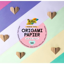 folia 89960 Premium Folding Sheets 70 g/m², Pastel, 10 x 10 cm, 500 Sheets in 10 Different Colours, for Crafts, Decorating and Decorating