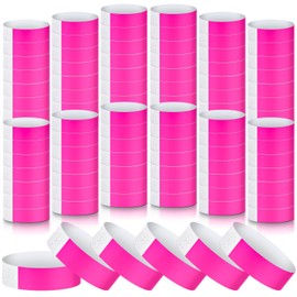 Tudomro 1200 Pack Paper Wristbands for Events Neon Party Wrist Bands Colored Waterproof Concert Identification Hand Bands Lightweight Adhesive Wristbands(Pink)