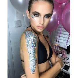 KARIZMA Holographic Silver Body Glitter. 10g Chunky Face Glitter, Hair Glitter, Eye Glitter and Body Glitter for Women. Rave Glitter, Festival Accessories, Cosmetic Glitter Makeup. Loose Glitter Set