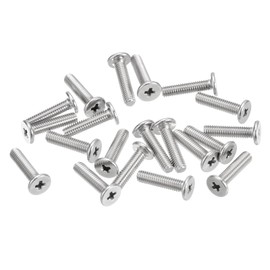 sourcing map M3-0.5 x 12 mm Pack of 20 Flat Round Head Screws 304 Stainless Steel Phillips Drive Machine Screws Hardware Clasp for Furniture Connection