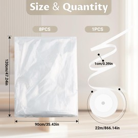 QMLING 8PCS Extra Large Plastic Storage Bags, Extra Large Plastic Bags 90 * 120cm (35x47 Inches), Suitcase Storage Bags with Ribbon for Furniture Luggage Office Chairs