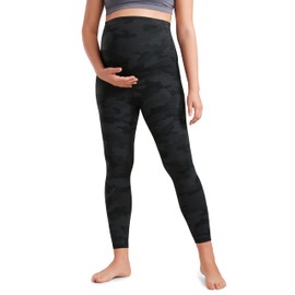 CRZ YOGA Womens Butterluxe Maternity Leggings Over The Belly 25" - Buttery Soft Workout Activewear Yoga Pregnancy Pants Dark Grey Camouflage 2 Small