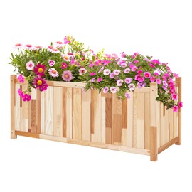Jumbl Canadian Cedar Planter Box | Wood Garden Bed for Growing Flowers, Succulents & Other Plants at Home | Great for Outdoor Patio, Deck, Balcony