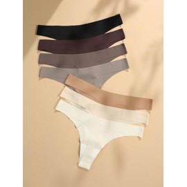 Verdusa Women's 7 Pack Seamless Thongs Set Low Rise No Show Hipster Panty Underwear Multicolor Medium