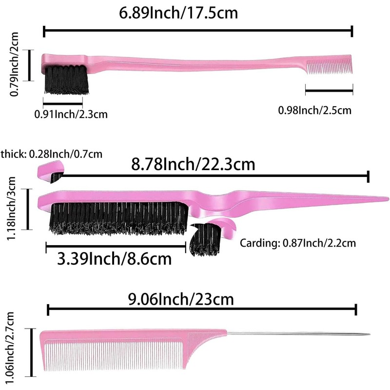 LIDOUK Hair Brush Set with Edge Brush, Bristle Brush, Rat
