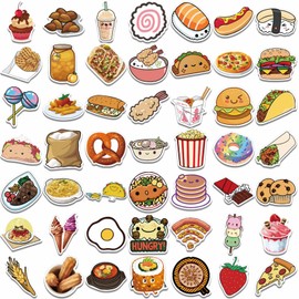 100PCS Cute Fast Food Stickers Waterproof Vinyl Food Stickers Dessert Stickers for Scrapbooking Kids, Laptop Skateboard Computer Stickers Pack, Aesthetic Graffiti Stickers