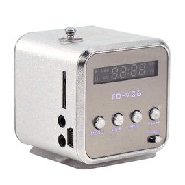 Pomya Mini Speaker Portable Radio FM Estéreo PC Fashion Speaker Soporte TF Tarjeta y U Disco para Exteriores e Interiores (Plata)