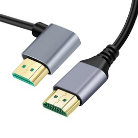 xiwai Cable HDMI 2.1 ultra delgado de 8 K HDTV de 0,5 m, 4 K, cable delgado súper flexible, ángulo izquierdo, 90 grados, tipo A macho a macho, para computadora, HDTV, proyector, cine en casa