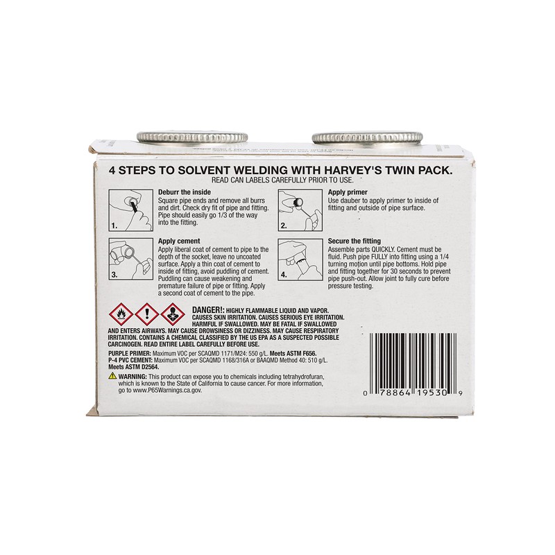 Harvey's 19530 0 Primer/Cement, Twin Pack Box, 4 oz.