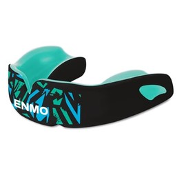 Enmo Maxilla Pro Mouthguard, with Case, Adults and Kids 10 Years and Above, Triple Layer, Gel Channel, Breathing Channel Tech, Boil and Bite, Anti Microbial, Contact Sports, Fusion Black/Mint