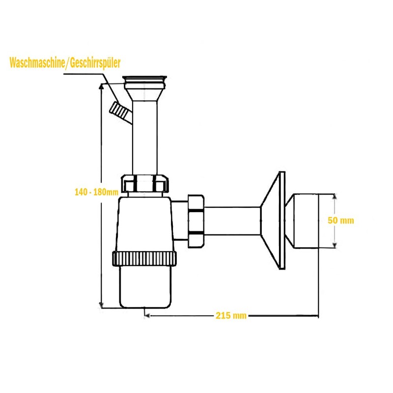 Plastic Siphon with Washing Machines or Dishwasher Connection Drain Pipe