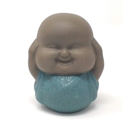 SIGMALL Buddha Statue Monk Figurine, Set of 3 Buddhist Monk Statue, Ceramic Cute Wise Monks, Hear See Speak No Evil Statues, Wealth Lucky Figurine Car Home Desk Shelf Decor Collectible Art