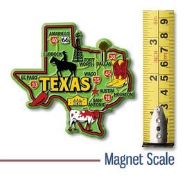 Texas Colorful State Magnet by Classic Magnets, 3.5" x 3.3", Collectible 3D Rubber Vintage-Style Souvenirs and Gifts Made in The USA