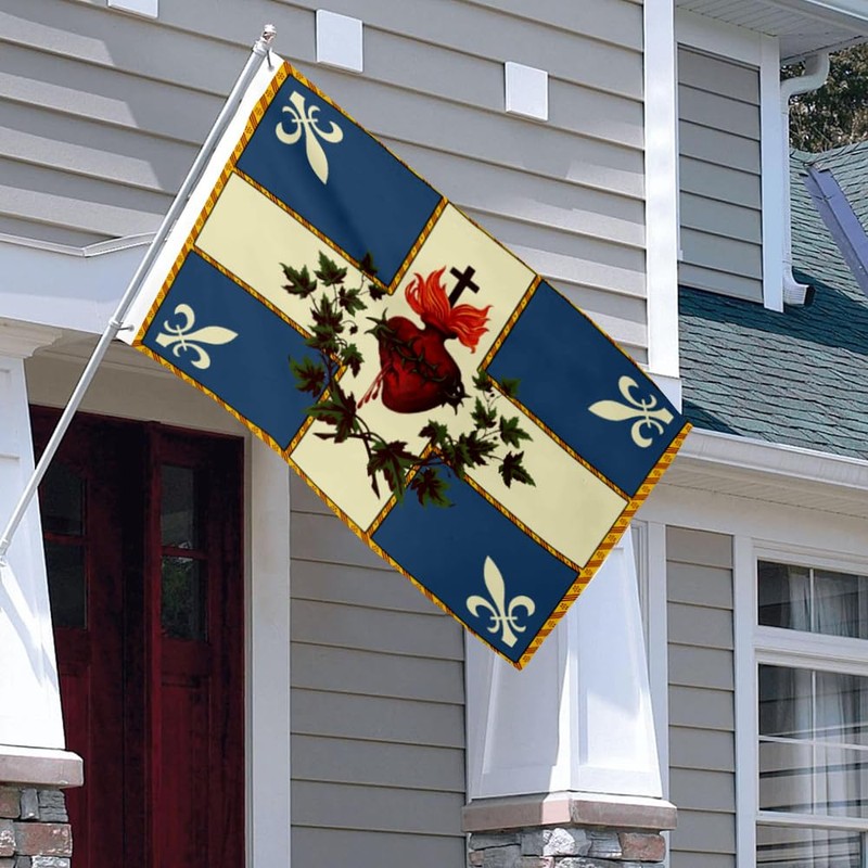 Cayyon Sacred Heart of Jesus Flag, Religious Design, Polyester, 5x3