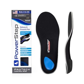 PowerStep ProTech Control Wide Orthotic Inserts - Medical Grade Orthotics for Wide Feet - Extra Support for Plantar Fasciitis, Heel Pain, Arch Pain & Overpronation - Made in The USA (M 7-7.5 W 9-9.5)