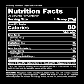 Clear Whey Isolate Protein Powder - Easy to Digest and Mix, 5g BCAA, Deliciously Juicy, Refreshing Anytime Drink for Men and Women, Watermelon Limeade