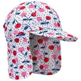 Gifts Treat Kids Legionnaires Hat, UPF 50+ Sun Protection Swim Cap Flap Hat in Cherry Dots Pattern for Kids, Quick Drying Boys Sun Hat with Neck Protection for Beach Seaside Pool, Cherry, 1-2 Years