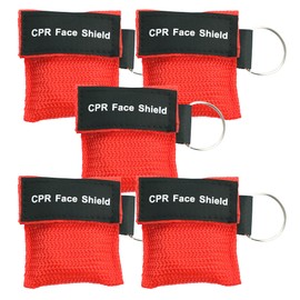 5 Packs CPR Face Shield, One-Way CPR Mask for Pocket Keychain, CPR Emergency Face Mask for First Aid Cardiac Resuscitation Training Kit (5)