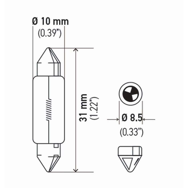 HELLA DE3175TB Standard-10W Standard Miniature 3175 Bulbs, 12V, 10W, 2