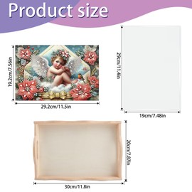 JISHSHAY Diamond Art Serving Trays Diamond Painting Food Trays Gem Art Serving Platter Gem Painting Mosaic Kits for Adults DIY Kits for Adults, with Wood Handle 20×30cm/7.87×11.81in, Angel
